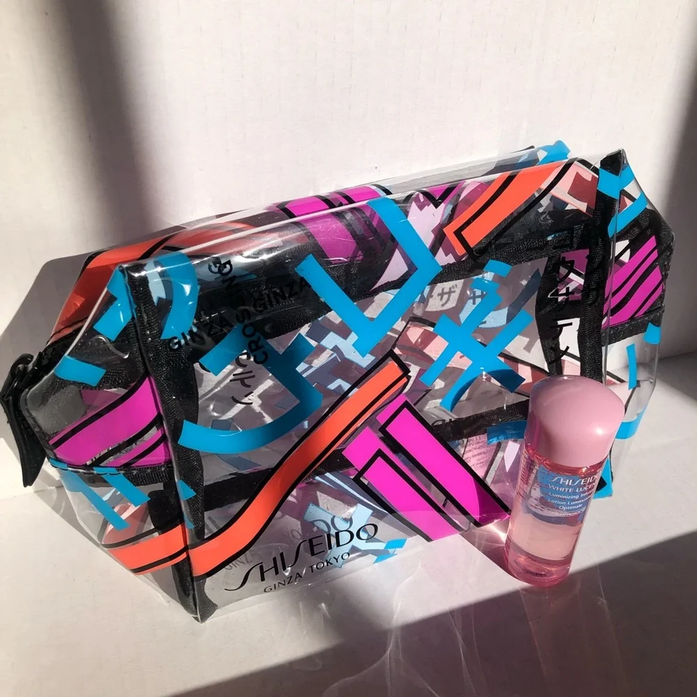 Shiseido Ginza Crossing Makeup Bag with .84 oz White Lucent Deluxe Sample nwt